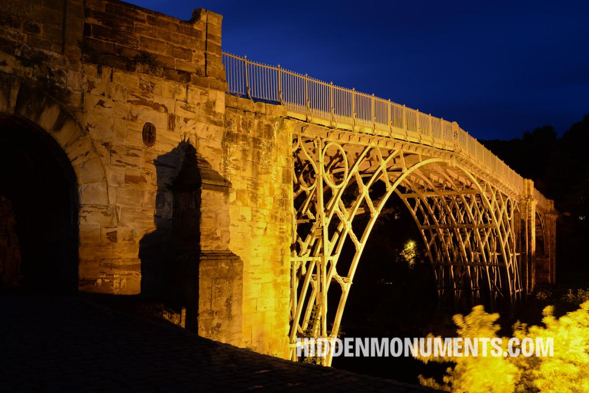 The first cast iron bridge in the world by night